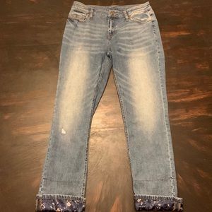 Matilda Jane Women’s Taylor Straight Leg Floral Cuff Jean